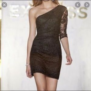 Express One Shoulder Black Lace Dress